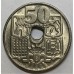 SPAIN 1949 . FIFTY 50 CENTIMOS COIN . ERROR . HOLE OFF CENTRE